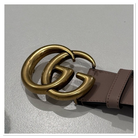 Gucci Porcelain Rose Calfskin Leather Logo Double G Belt (80x32) main image 6